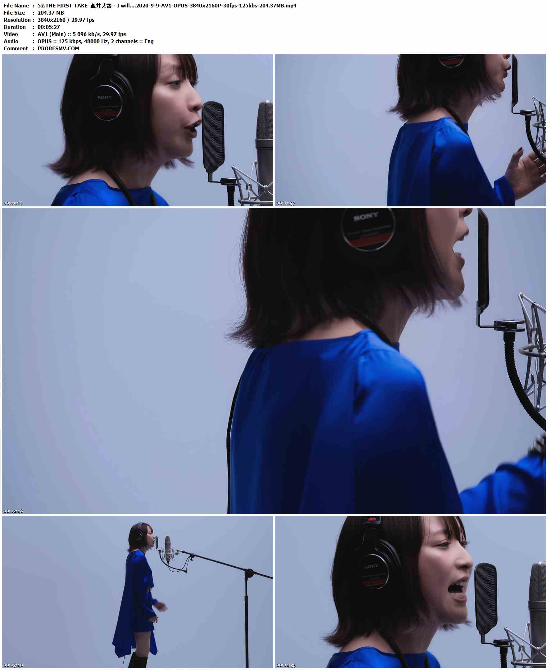 52.THE FIRST TAKE 蓝井艾露 - I will....2020-9-9-AV1-OPUS-3840x2160P-30fps-125kbs-204.37MB官方MV_高清MV